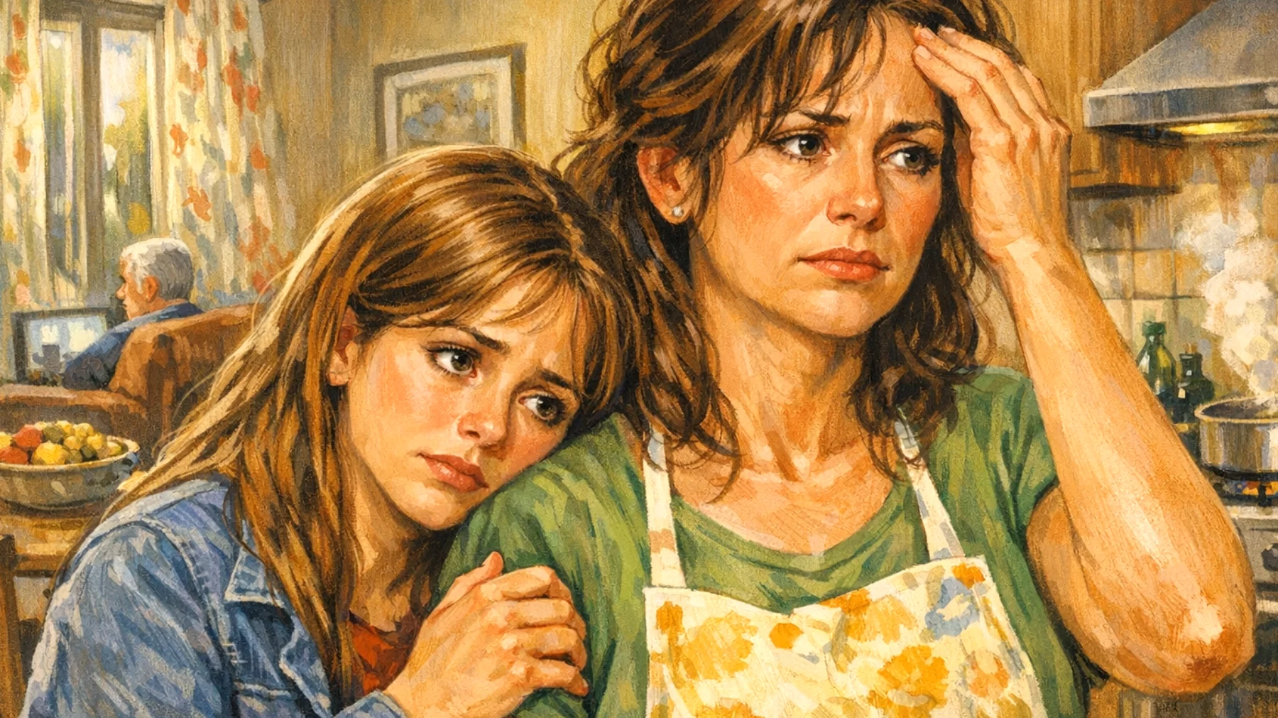 Mamma che fatica a gestire la dipendenza affettiva eccessiva dell'adolescente che richiede costante approvazione, attenzione e presenza, limitando la propria autonomia e creando sensi di colpa quando la madre cerca spazi personali o professionali"