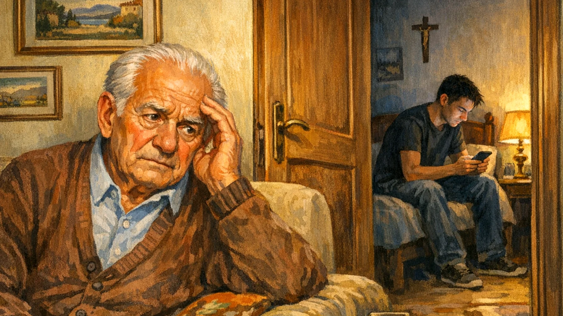 Il nonno si preoccupa perché il nipote giovane adulto è sempre più isolato socialmente, fatica a creare relazioni significative con i coetanei e tende a chiudersi in se stesso, rifiutando inviti e opportunità di socializzazione"